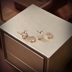 [LUXE JEWELRY]JEUX DE GOLD DIAMOND EARRINGS
