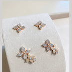 [LUXE JEWELRY]STAR BLOSSOM STUD EARRINGS PINK GOLD DIAMONDS