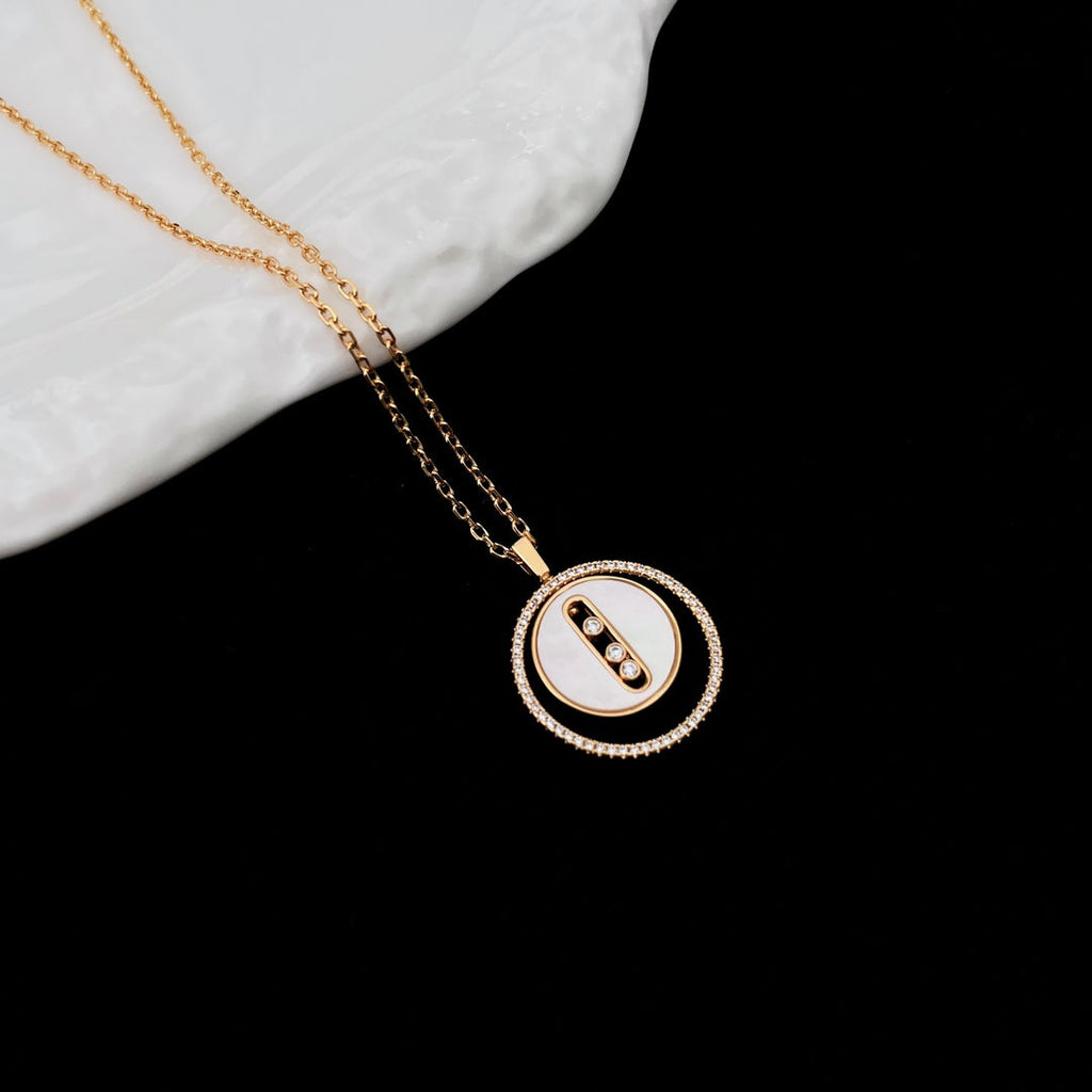 [LUXE JEWELRY]LUCKY MOVE MM NACRE BLANCHE DIAMOND NECKLACE