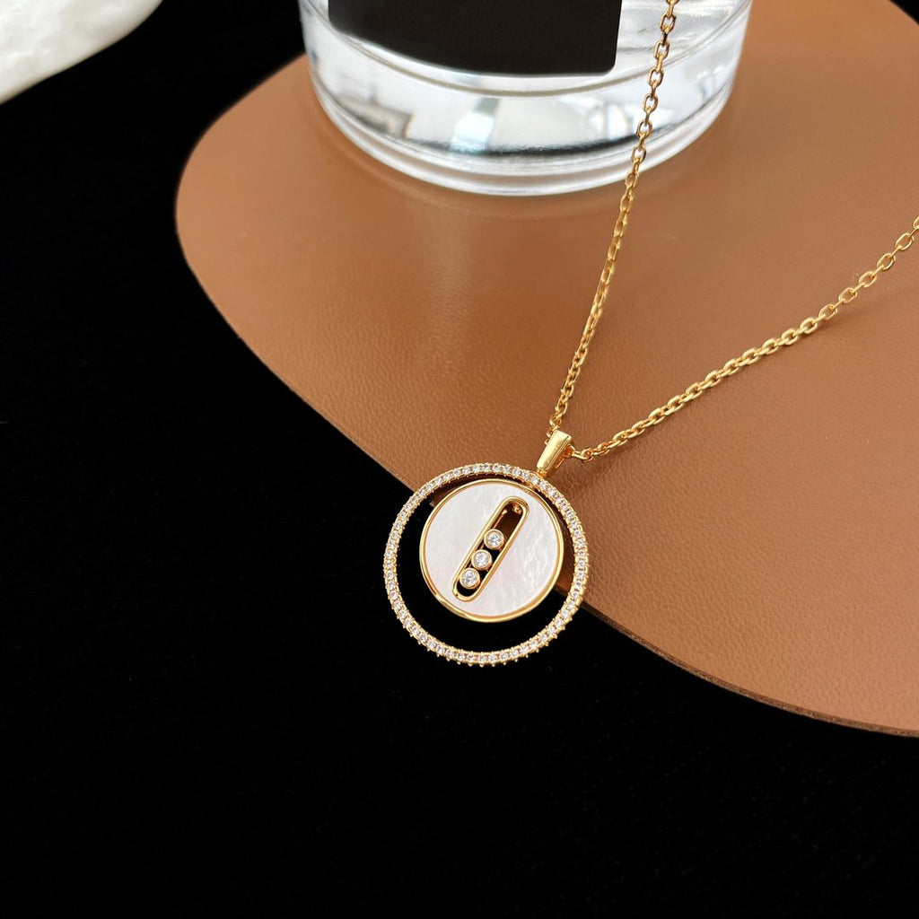 [LUXE JEWELRY]LUCKY MOVE MM NACRE BLANCHE DIAMOND NECKLACE