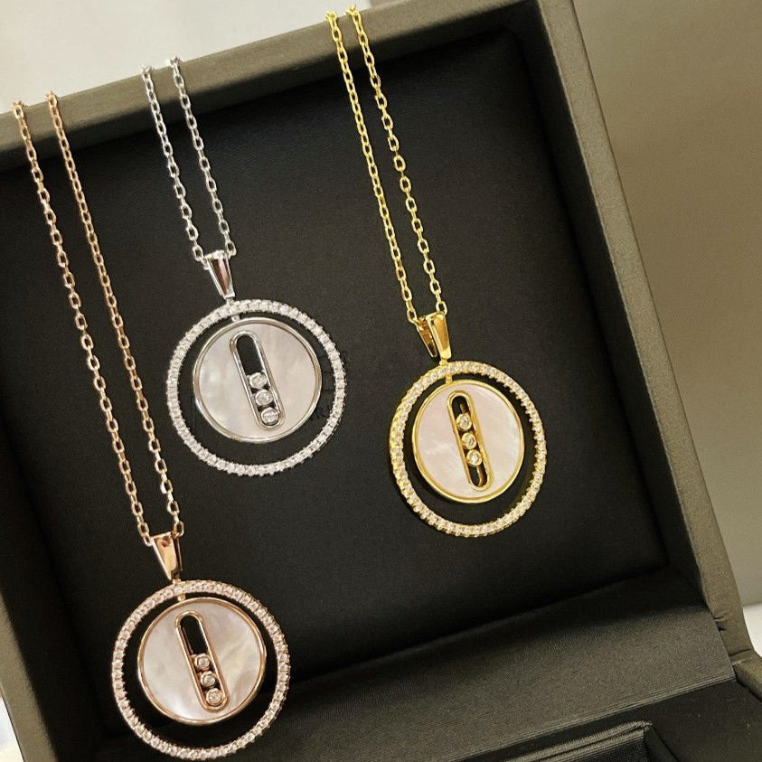 [LUXE JEWELRY]LUCKY MOVE MM NACRE BLANCHE DIAMOND NECKLACE