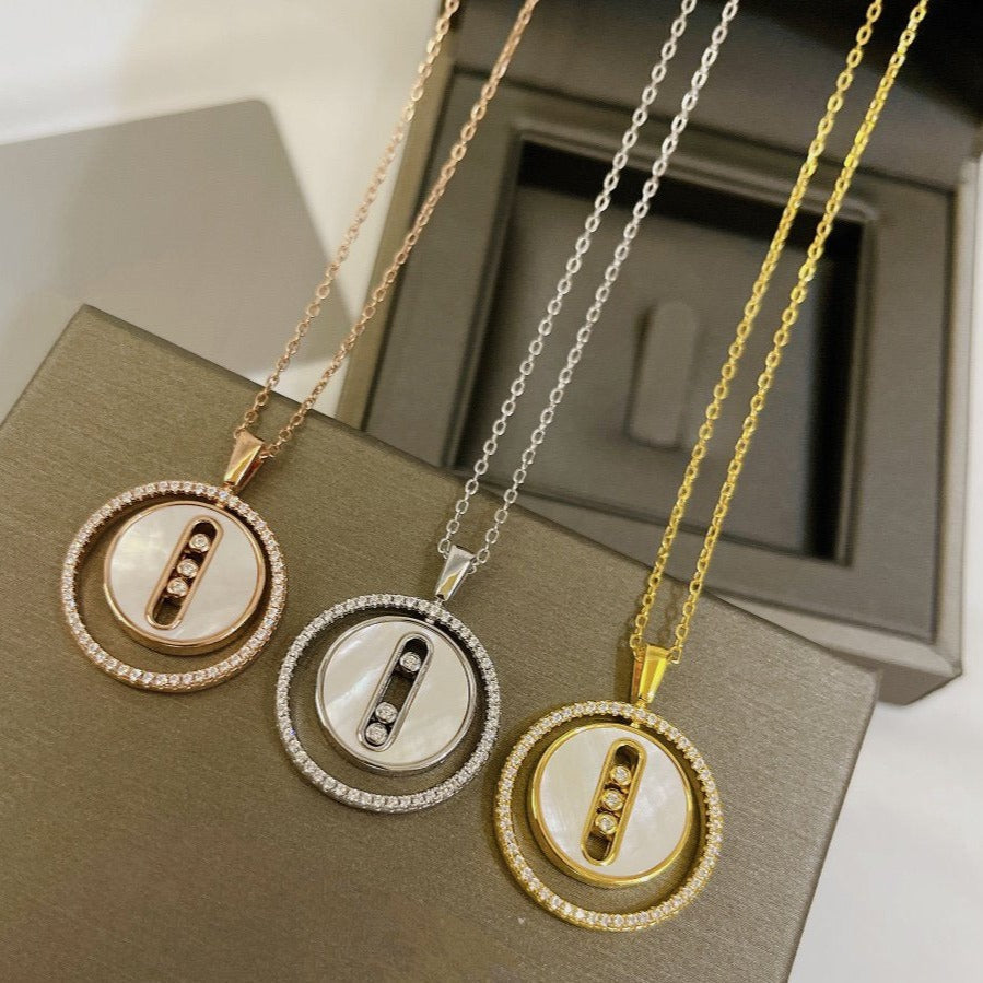 [LUXE JEWELRY]LUCKY MOVE MM NACRE BLANCHE DIAMOND NECKLACE