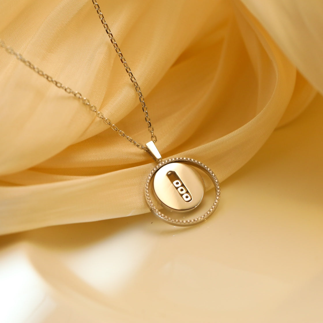 [LUXE JEWELRY]LUCKY MOVE MM SILVER DIAMOND NECKLACE