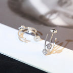 [Luxe Jewellery] CREOLES MY TWIN 2 RANGS SILVER DIAMOND EARRINGS