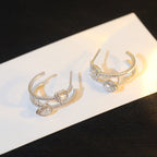 [LUXE JEWELRY]CREOLES MY TWIN 2 RANGS SILVER DIAMOND EARRINGS
