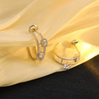 [Luxe Jewellery] CREOLES MY TWIN 2 RANGS SILVER DIAMOND EARRINGS