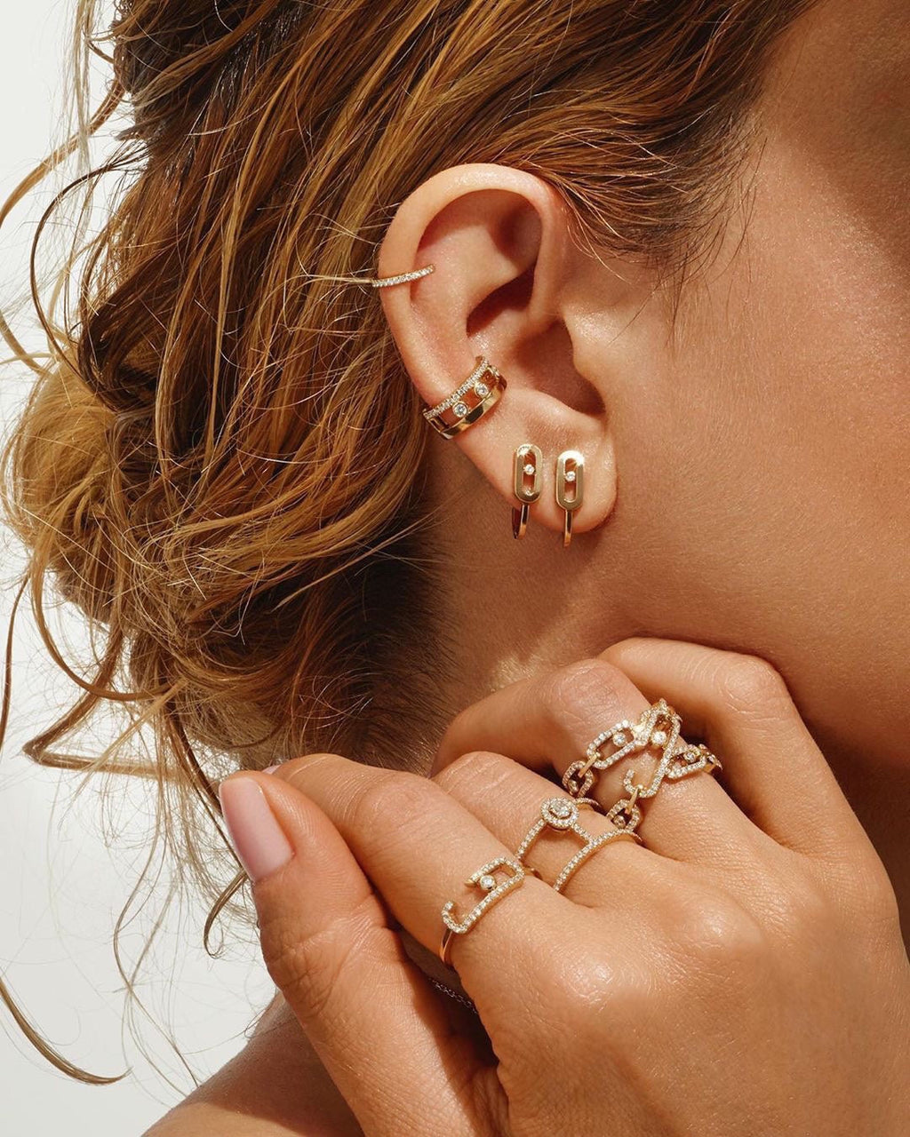 [Luxe Jewellery] CREOLES MOVE UNO MINI 1 DIAMOND EARRINGS