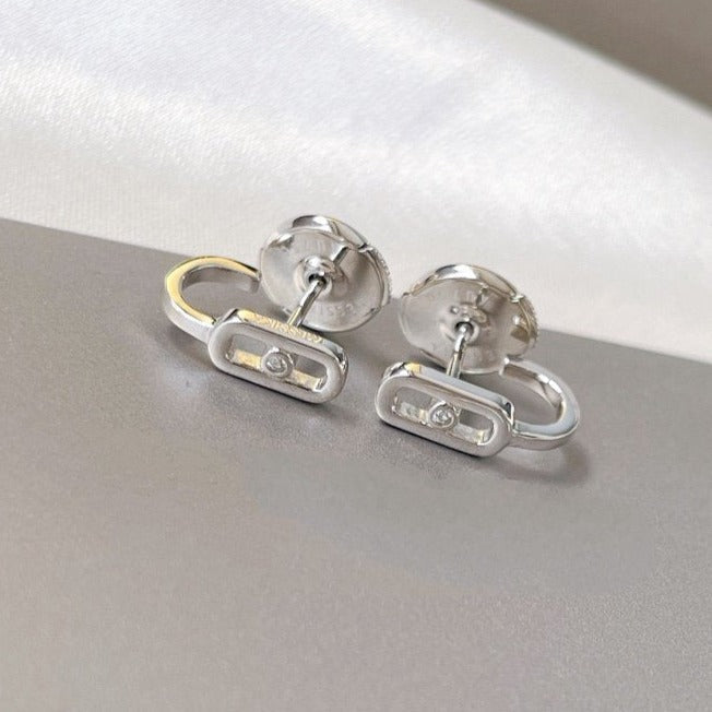 [LUXE JEWELRY]CREOLES MOVE UNO MINI 1 DIAMOND EARRINGS