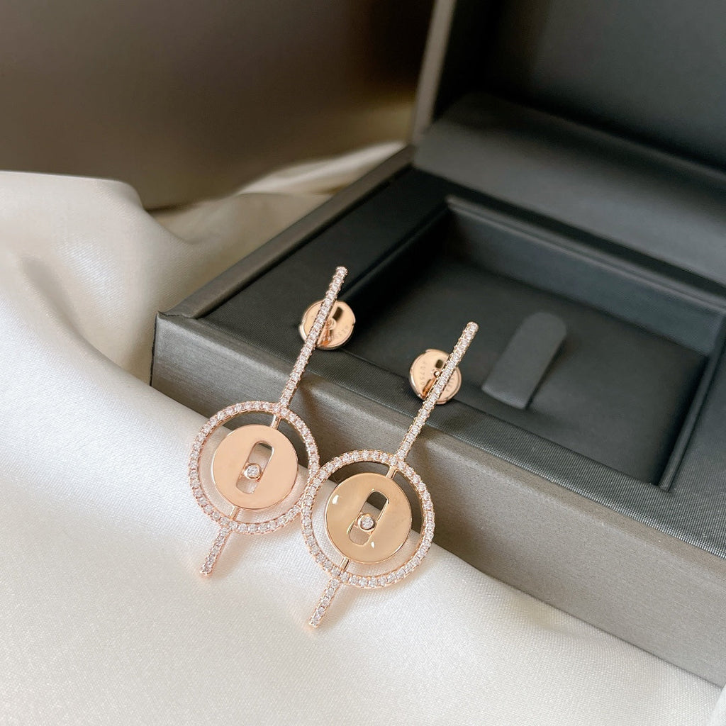 [Luxe Jewellery] LUCKY MOVE ARROW PINK GOLD DIAMOND EARRINGS