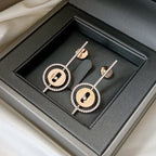 [LUXE JEWELRY]LUCKY MOVE ARROW PINK GOLD DIAMOND EARRINGS