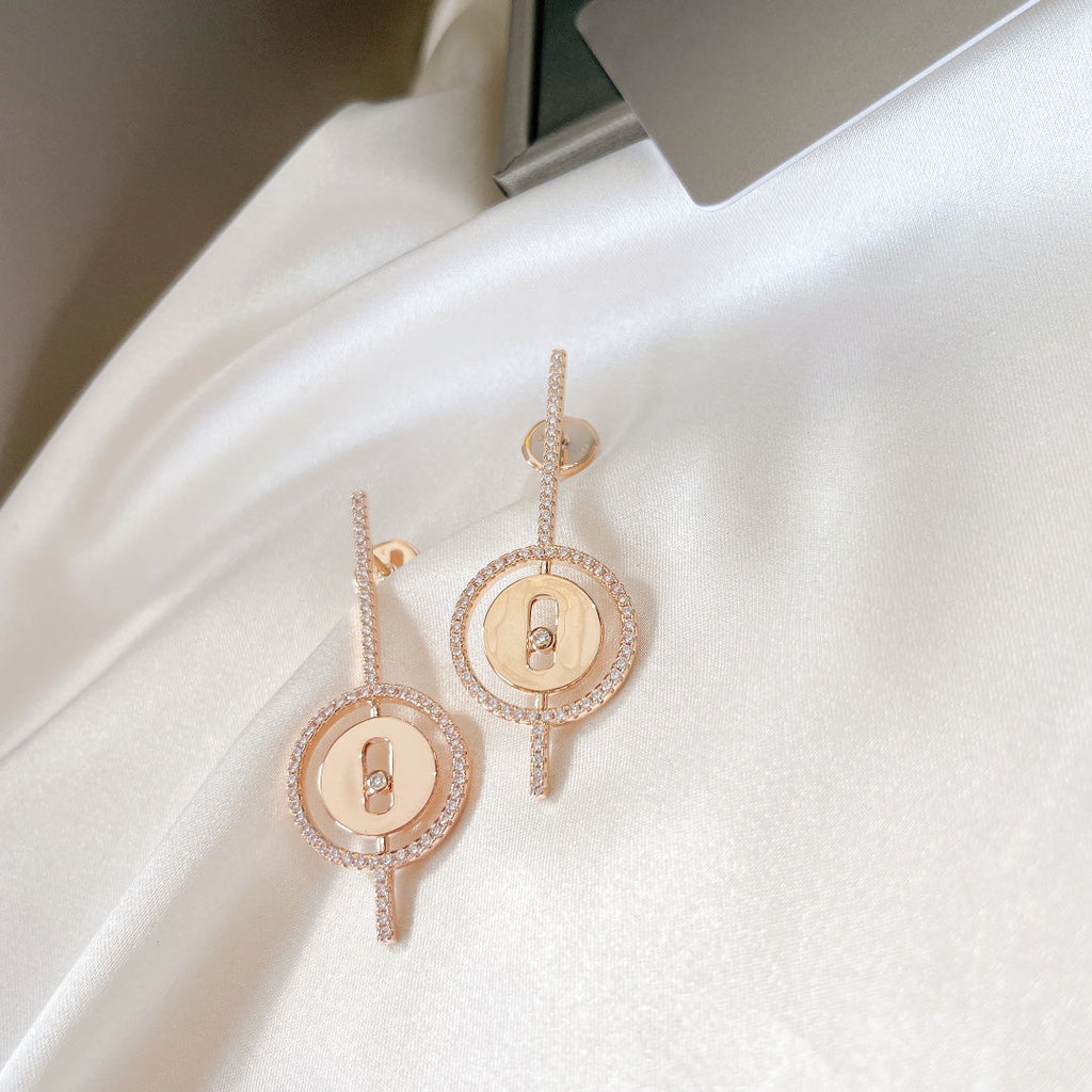 [Luxe Jewellery] LUCKY MOVE ARROW PINK GOLD DIAMOND EARRINGS