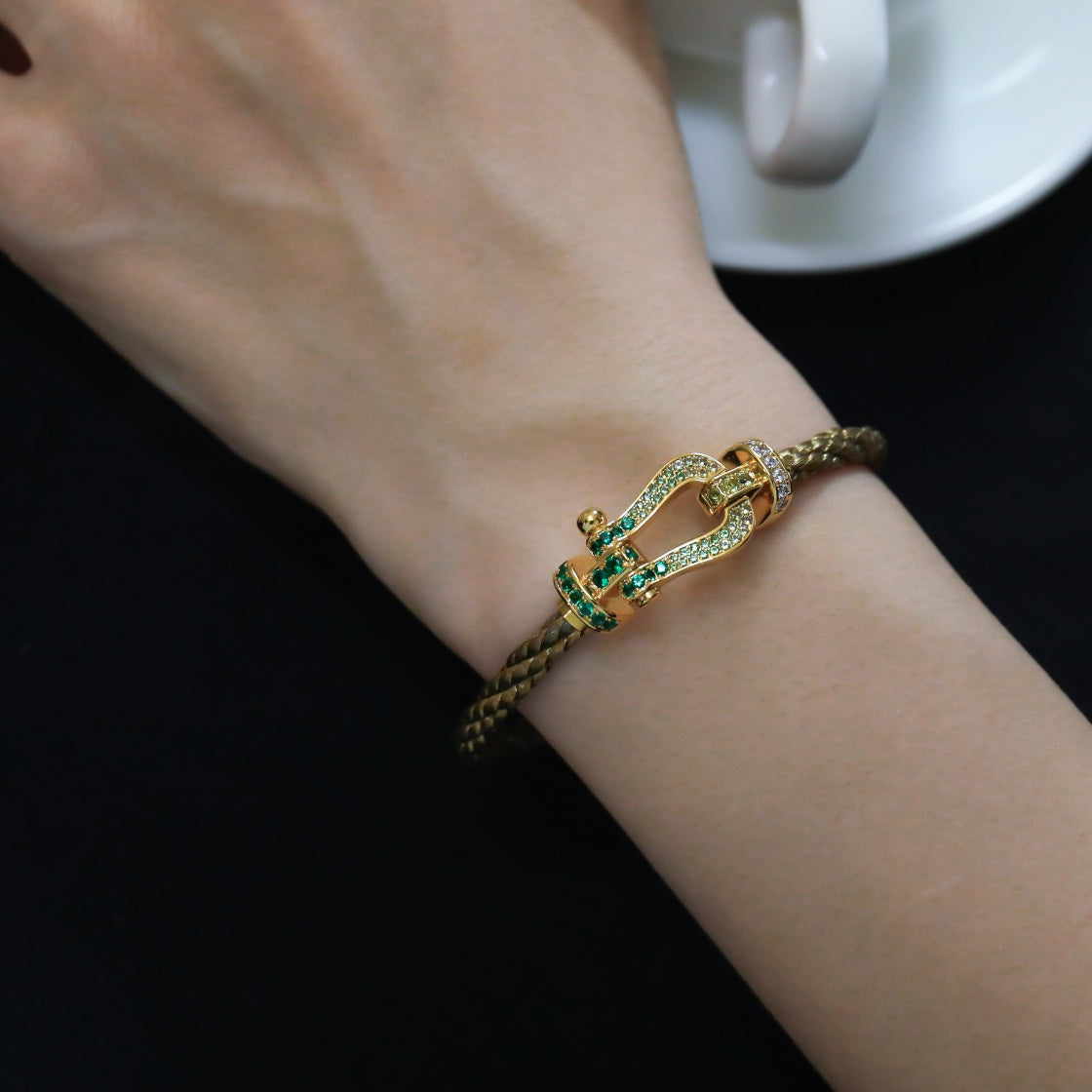 [LUXE JEWELRY]FORCE 10 GOLD GREEN DIAMOND PAVED