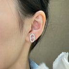 [LUXE JEWELRY]HM FULL DIAMOND PIG NOSE STUD EARRINGS