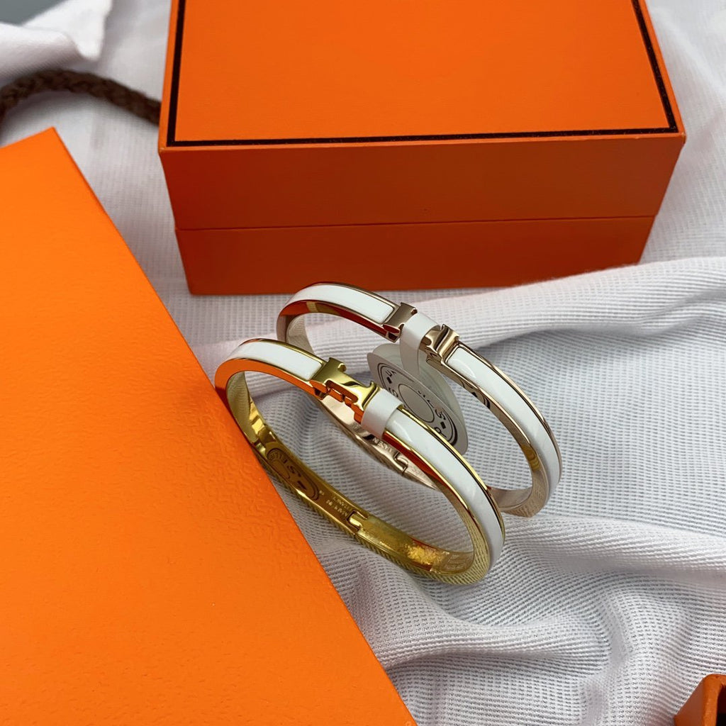 [LUXE JEWELRY]CLASSIC HM CLIC WHITE 8MM ENAMEL BRACELET