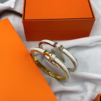 [LUXE JEWELRY]CLASSIC HM CLIC WHITE 8MM ENAMEL BRACELET