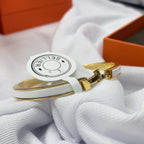 [LUXE JEWELRY]CLASSIC HM CLIC WHITE 8MM ENAMEL BRACELET