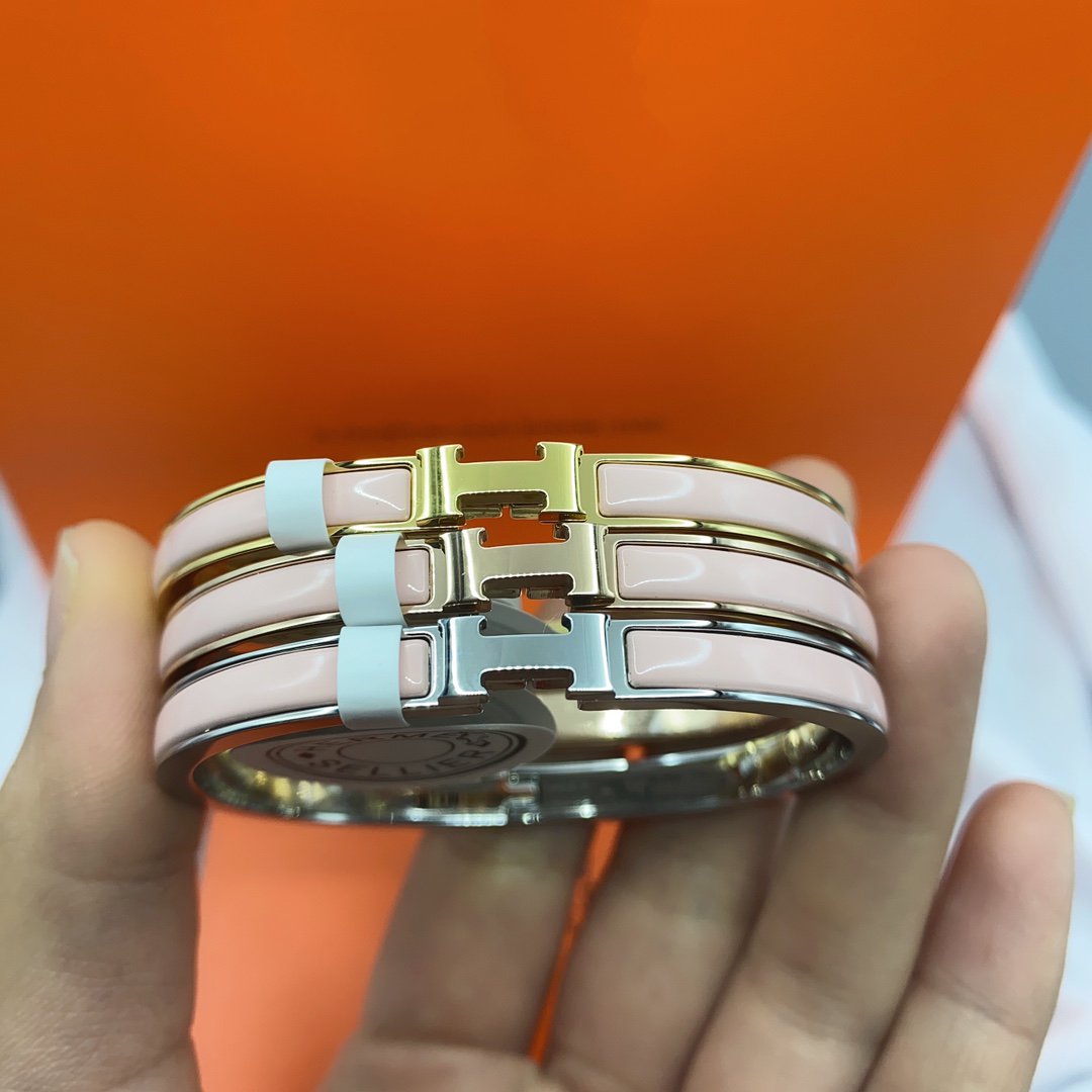 [LUXE JEWELRY]CLASSIC HM CLIC  PINK 8MM ENAMEL BRACELET