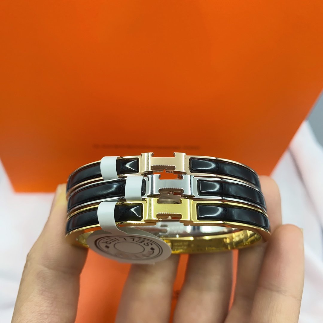 [LUXE JEWELRY]CLASSIC HM CLIC BLACK 8MM ENAMEL BRACELET