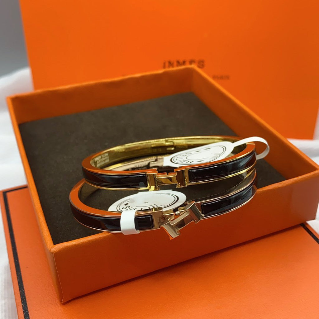 [LUXE JEWELRY]CLASSIC HM CLIC BLACK 8MM ENAMEL BRACELET