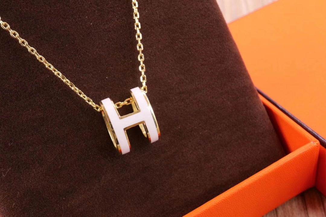 [LUXE JEWELRY]HM CLIC YELLOW ENAMEL GOLD NECKLACE