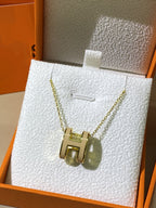 [LUXE JEWELRY]HM CLIC YELLOW ENAMEL GOLD NECKLACE