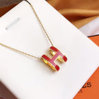 [LUXE JEWELRY]HM CLIC RED ENAMEL GOLD NECKLACE