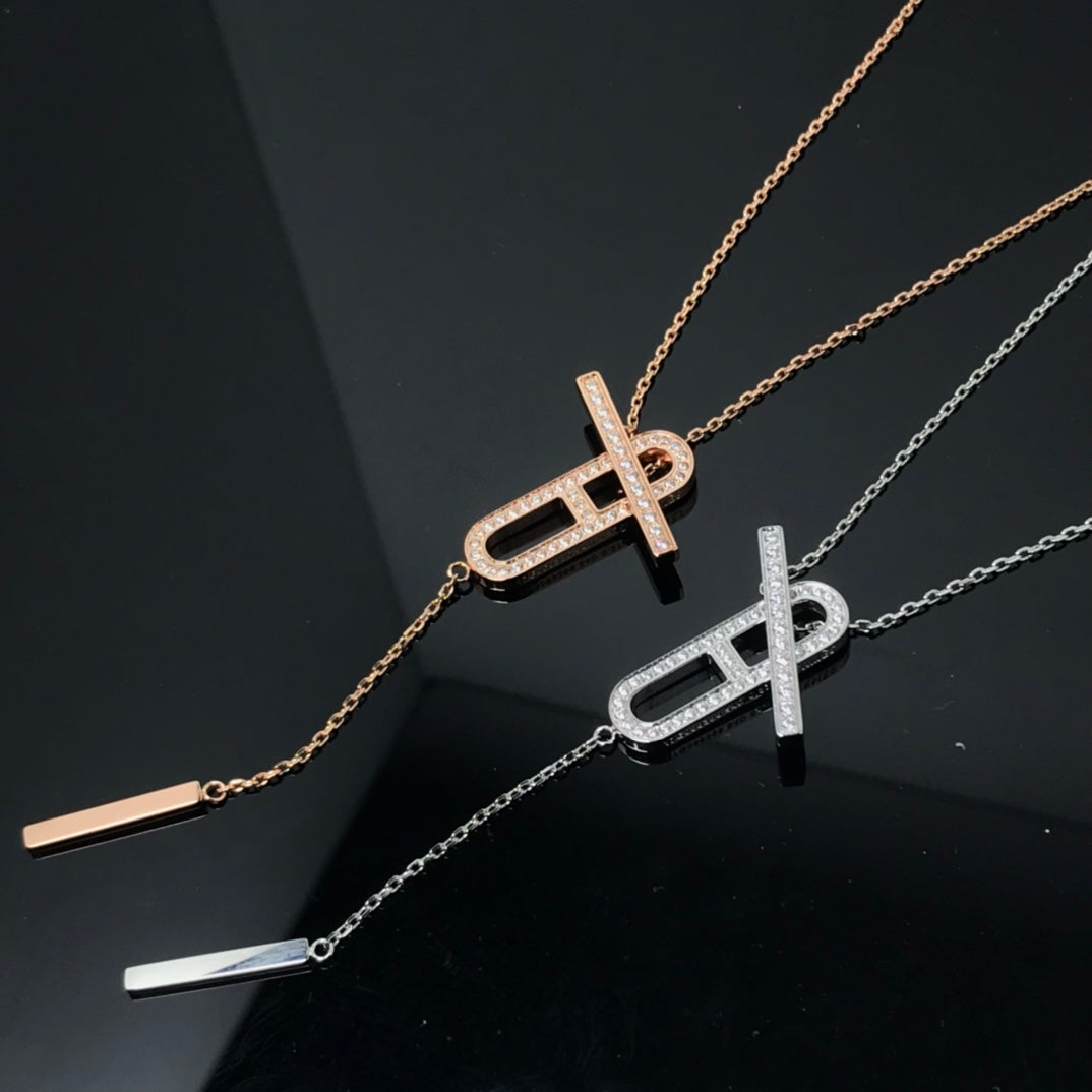 [LUXE JEWELRY]HM NECKLACE PLATINUM ROSE GOLD DIAMOND