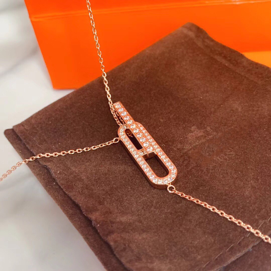 [LUXE JEWELRY]HM NECKLACE PLATINUM ROSE GOLD DIAMOND