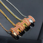 [LUXE JEWELRY]H NECKLACE BROWN