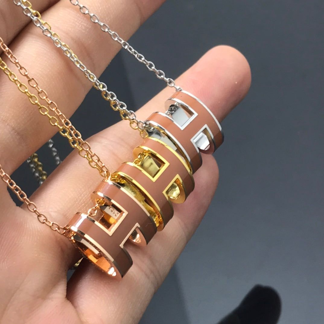[LUXE JEWELRY]H NECKLACE BROWN