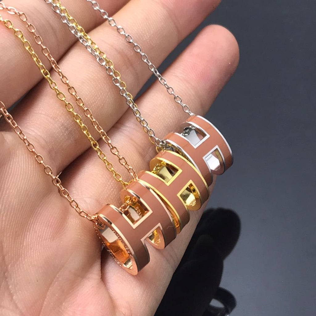 [LUXE JEWELRY]H NECKLACE BROWN
