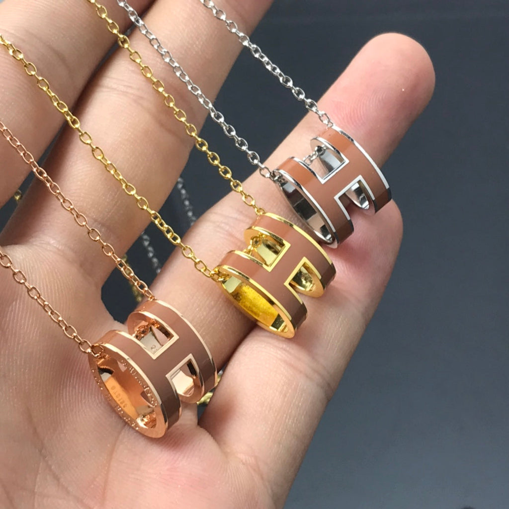[LUXE JEWELRY]H NECKLACE BROWN