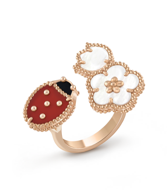 [LUXE JEWELRY]LUCKY 3 MOTIF ROSE GOLD RING