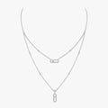 [LUXE]2 Rows Rose Gold Diamond Pave_ Necklace Move Uno