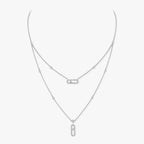 [LUXE]2 Rows Rose Gold Diamond Pave_ Necklace Move Uno