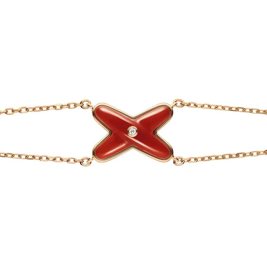 [LUXE JEWELRY]JEUX BRACELET CARNELIAN PINK GOLD 1 DIAMOND