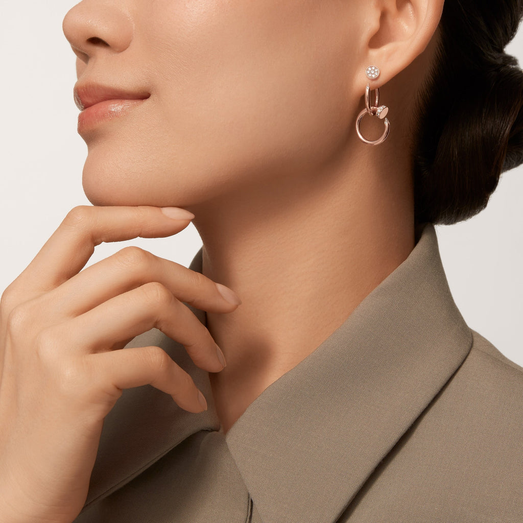 [LUXE JEWELRY] JUSTE HALF DIAMOND DOUBLE EARRINGS