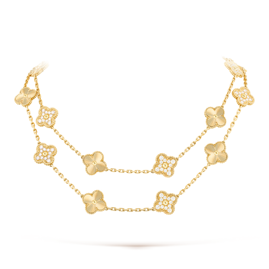 [LUXE JEWELRY]CLOVER 20 MOTIFS LASER DIAMOND NECKLACE