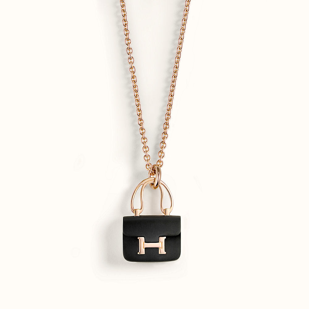 [LUXE JEWELRY]CONSTANCE BLACK PEDANT PINK GOLD NECKLACE