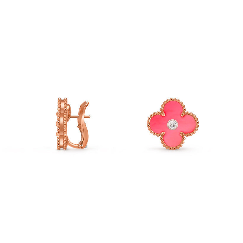 [LUXE JEWELRY]CLOVER 15MM MOP DIAMOND EARRINGS COLLECTION