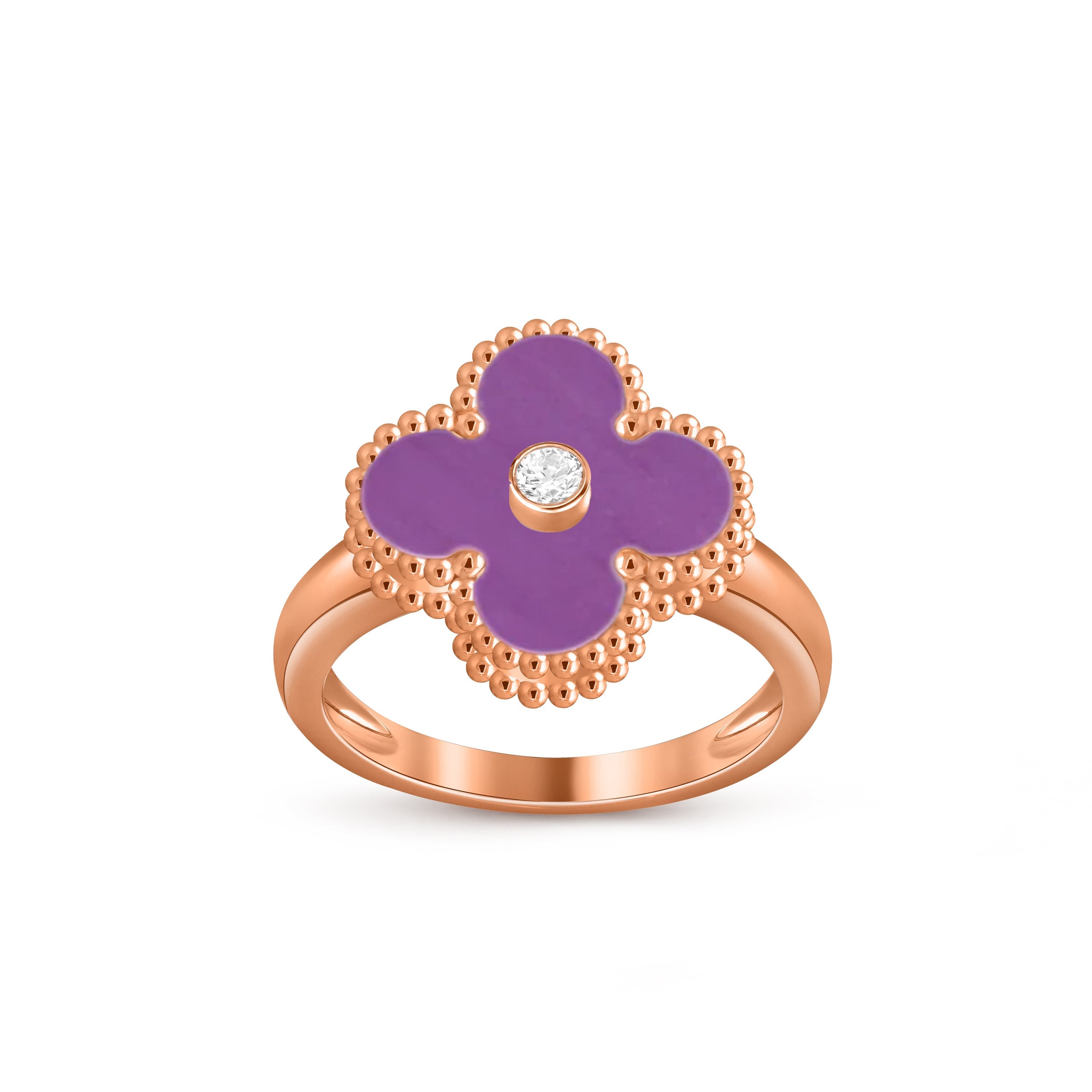 [LUXE JEWELRY]CLOVER DIAMOND RING ROSE GOLD COLLECTION