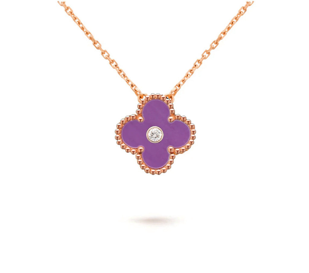 [LUXE JEWELRY]CLOVER 15MM DIAMOND SINGLE FLOWER NECKLACE COLLECTION