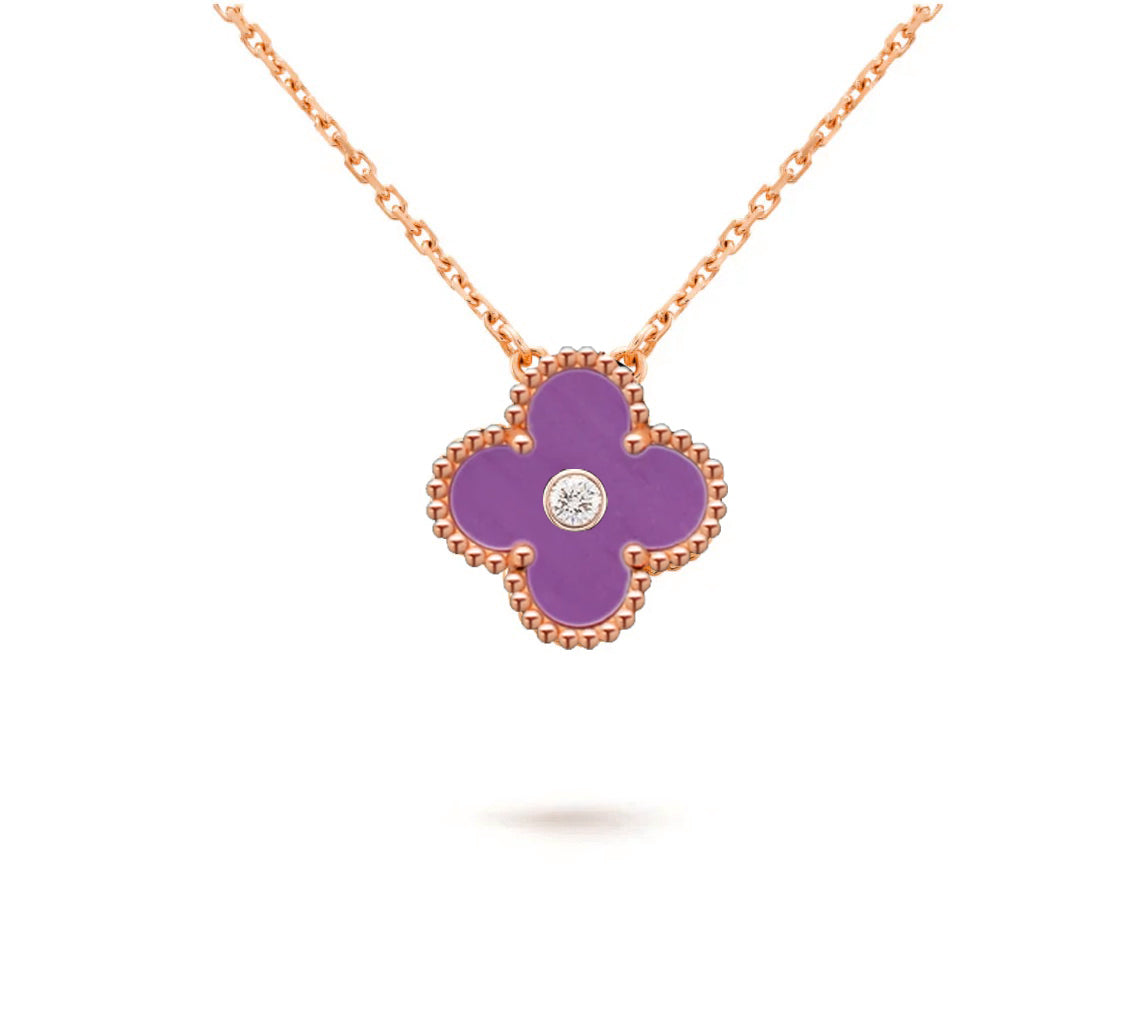[LUXE JEWELRY]CLOVER 15MM DIAMOND SINGLE FLOWER NECKLACE COLLECTION