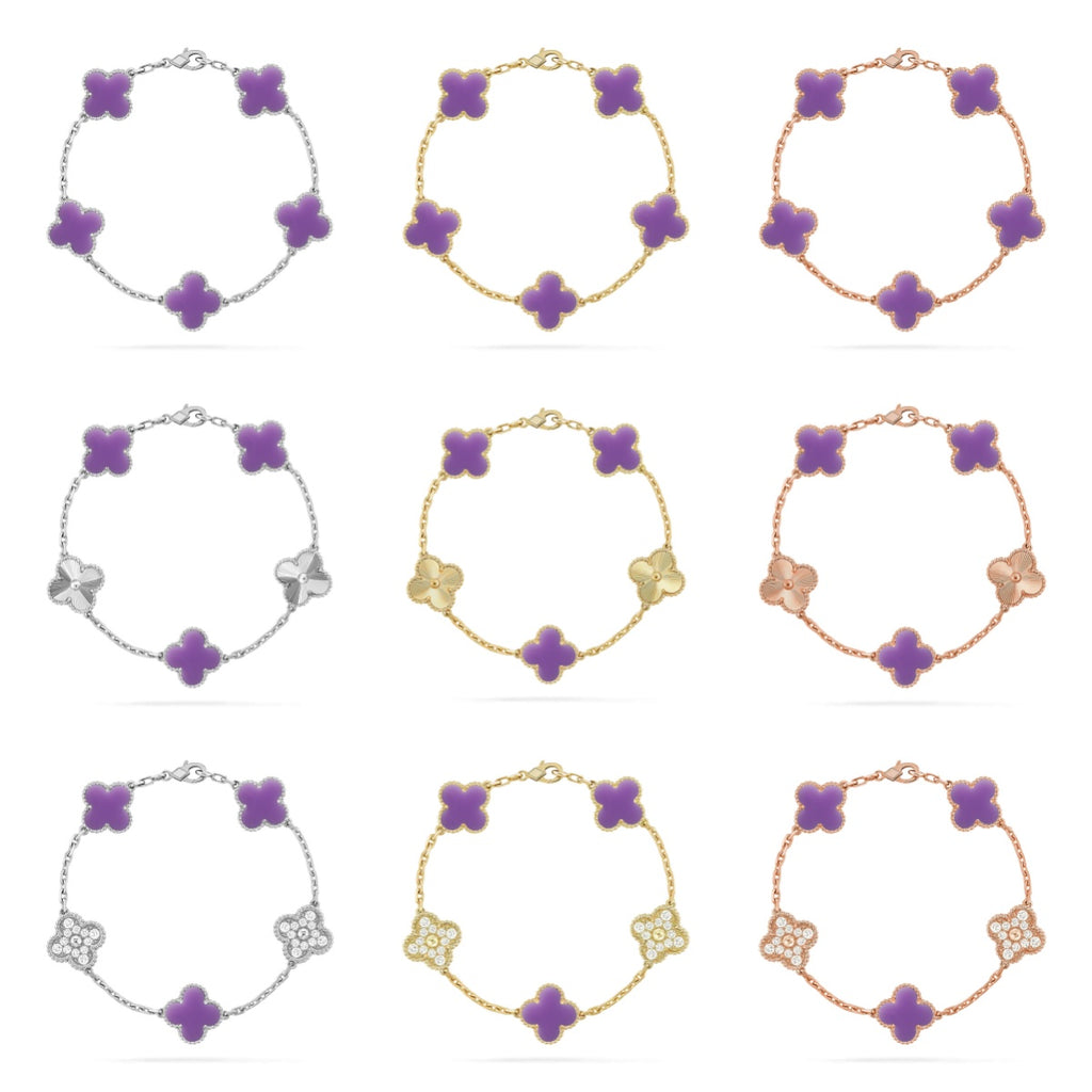 [Luxe]CLOVER 5 MOTIF LIGHT PURPLE BRACELET COLLECTION