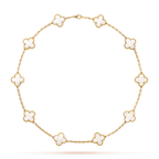 [LUXE JEWELRY]CLOVER 10 MOTIFS WHITE MOTHER OF PEARL NECKLACE