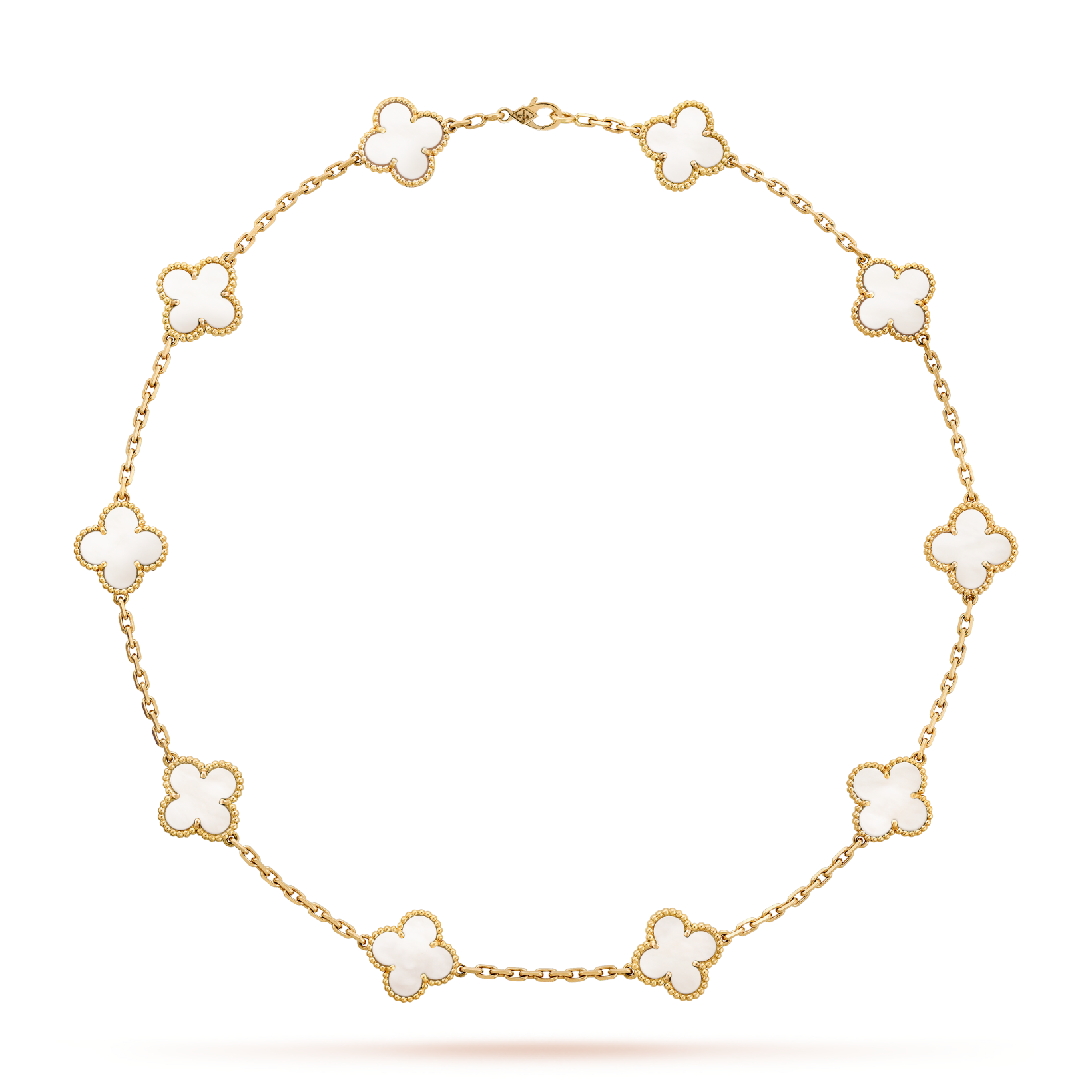 [LUXE JEWELRY]CLOVER 10 MOTIFS WHITE MOTHER OF PEARL NECKLACE