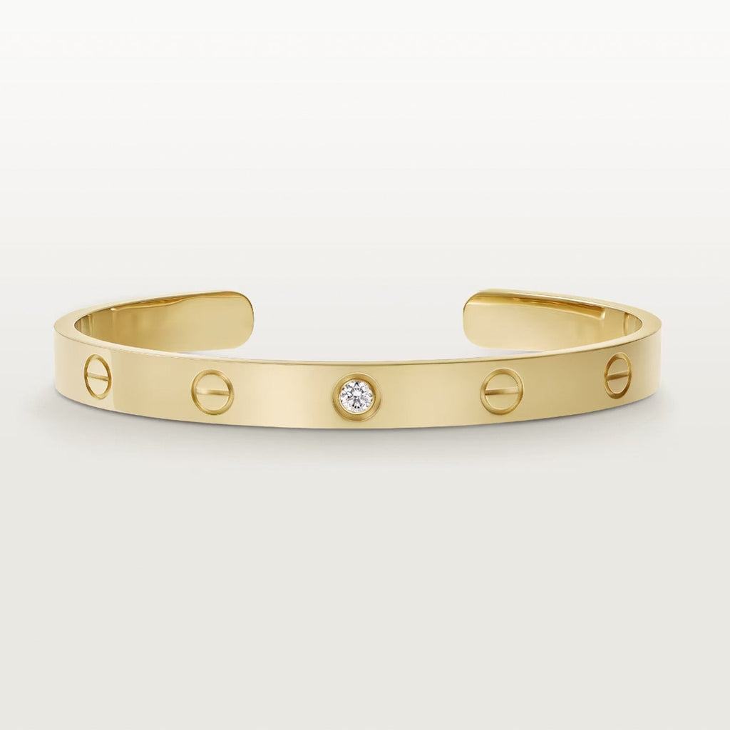 [LUXE JEWELRY] LOVE BRACELET 6.1MM 1 DIAMOND OPEN CUFF