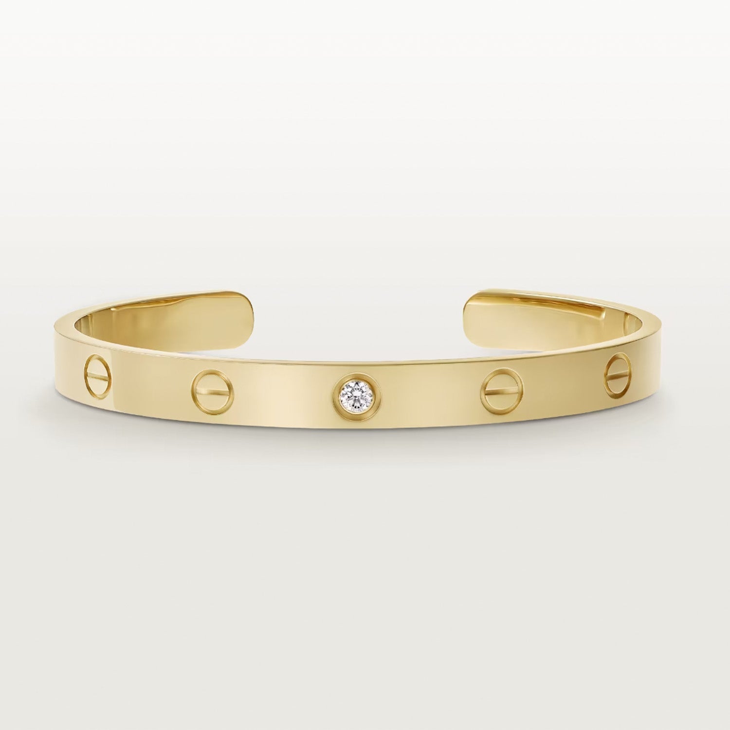 [LUXE JEWELRY] LOVE BRACELET 6.1MM 1 DIAMOND OPEN CUFF