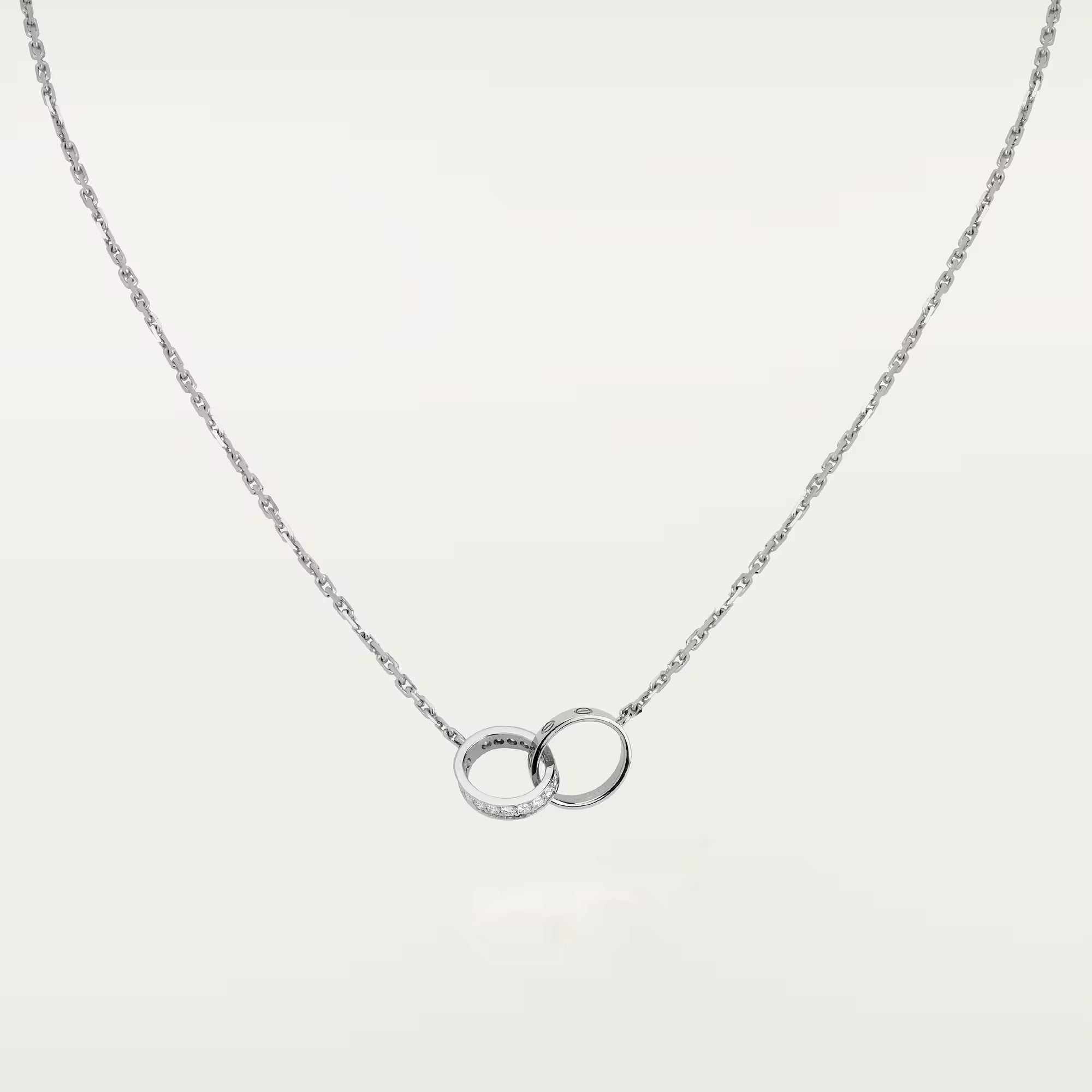 [LUXE JEWELRY] LOVE DOUBLE RING HALF DIAMOND NECKLACE