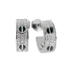 [LUXE JEWELRY] LOVE CERAMIC DIAMOND PAVED SILVER EARRINGS